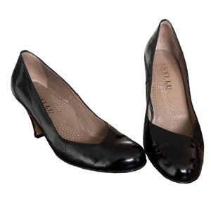 Anyi Lu Women’s Black‎ Patent Leather Tortoise Shell Emily Pumps Size 7.5